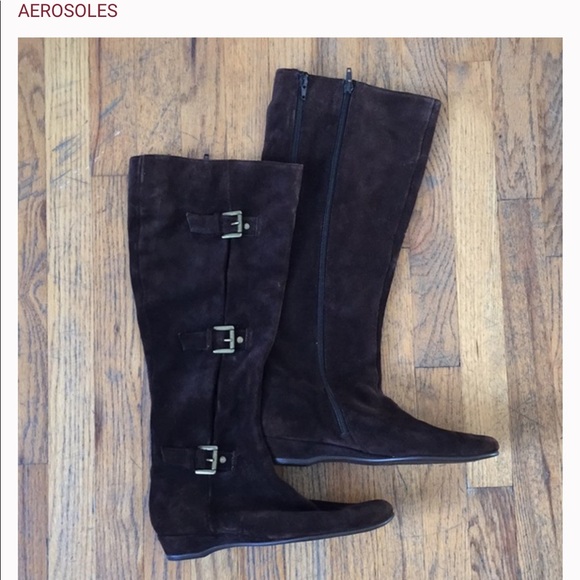 AEROSOLES Shoes - Aerosoles Sarasota Black Suede Leather Knee Boot